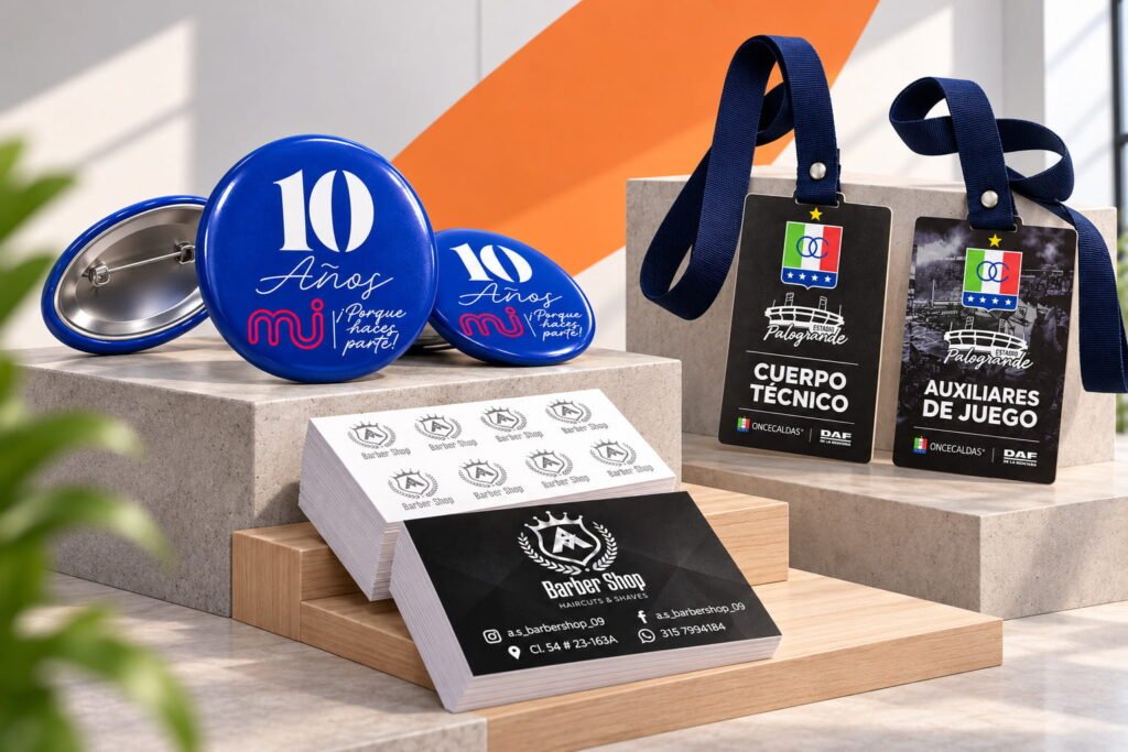Productos promocionales en estudio moderno
